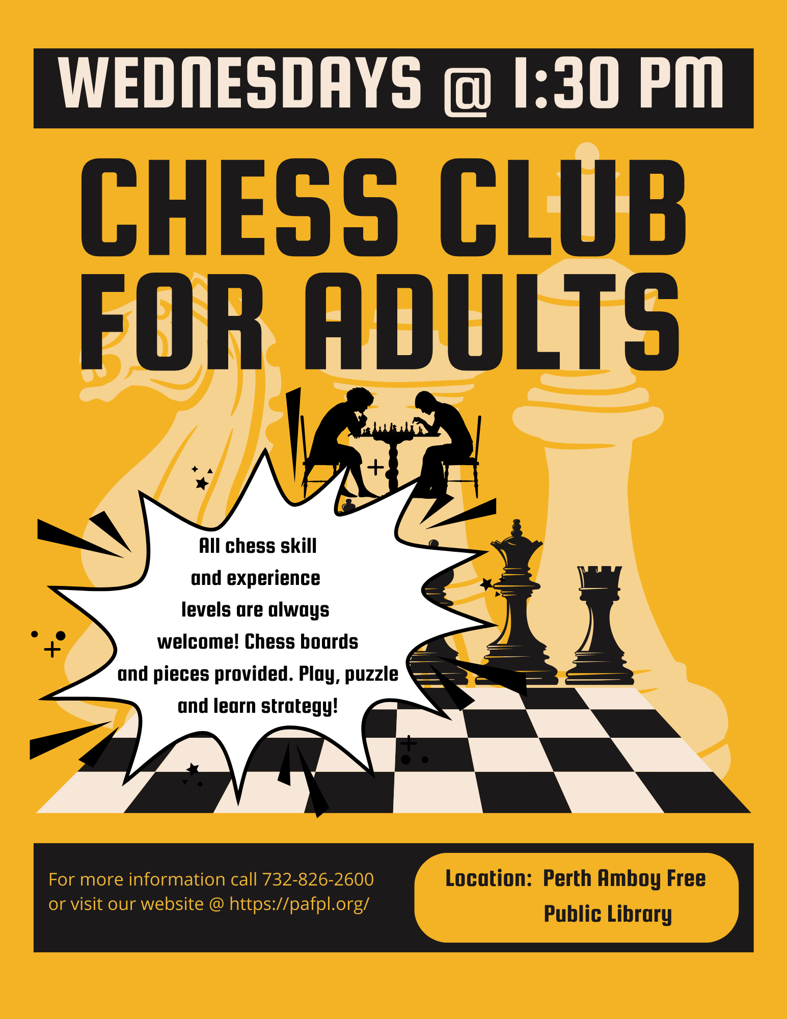 Chess Club for Adults Flyer in English